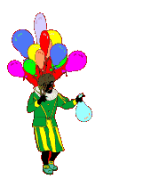 Zwarte Piet houdt ballonnen vast